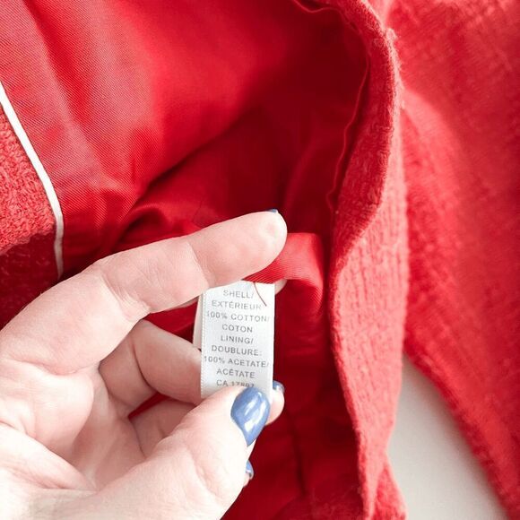 Banana Republic Women's Pockets Collared Tweed Blazer Jacket Red Coral Size 4 - Picture 4 of 8